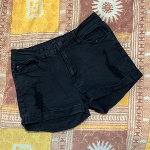 KanCan black denim shorts
